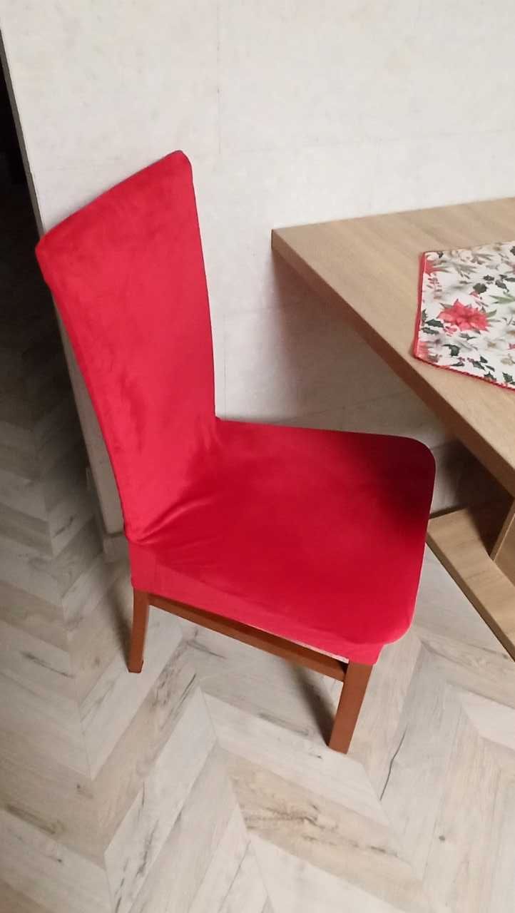 Pokrowce na krzesła czerwone welur 4 szt komplet