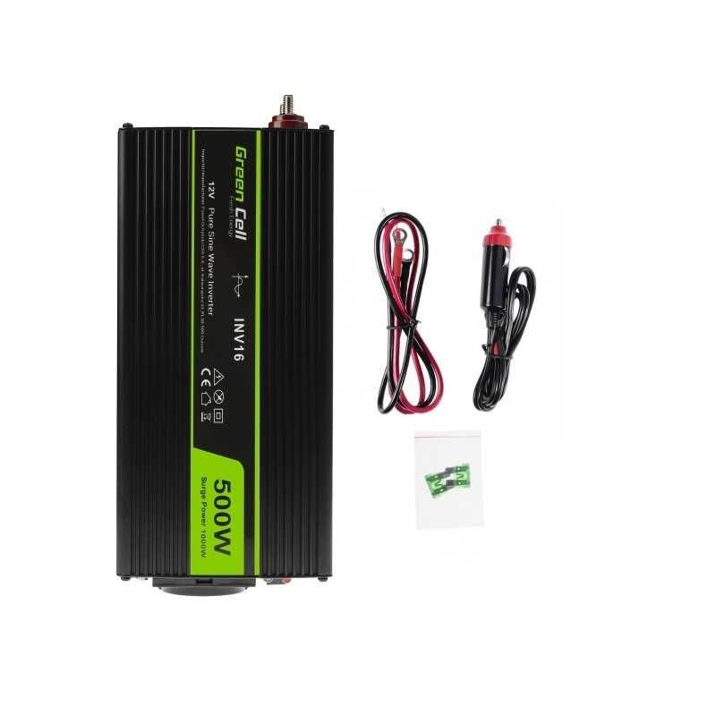 НАЯВНІСТЬ! Інвертор GREEN CELL 12V -> 230V 500W 1000W ЧИСТИЙ синус