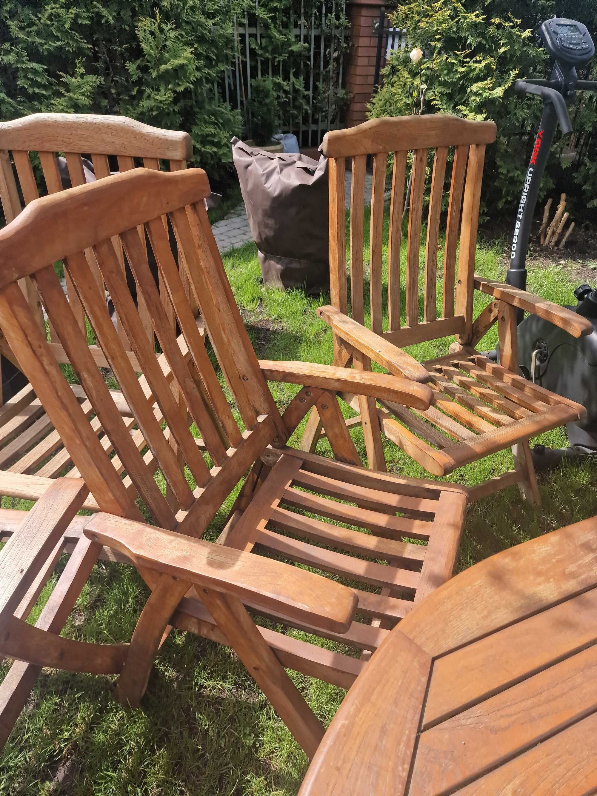 Meble ogrodowe teakowe  używane stółi 6 krzeseł