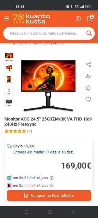 Monitor AOC 240 hz
Monitor AOC 24.5" 25G3ZM/BK VA FHD 16:9 240Hz FreeS