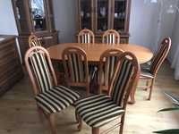 Masywny stół + 8 krzeseł 210cm rozkładany 170 x 90 komplet jadalnia
