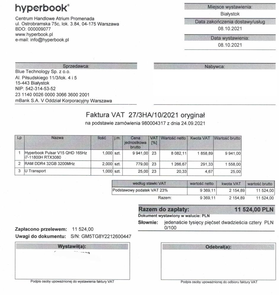 Hyperbook PulsarV15  RTX3O80 165W TGP, 64 Ram, i7 11800h