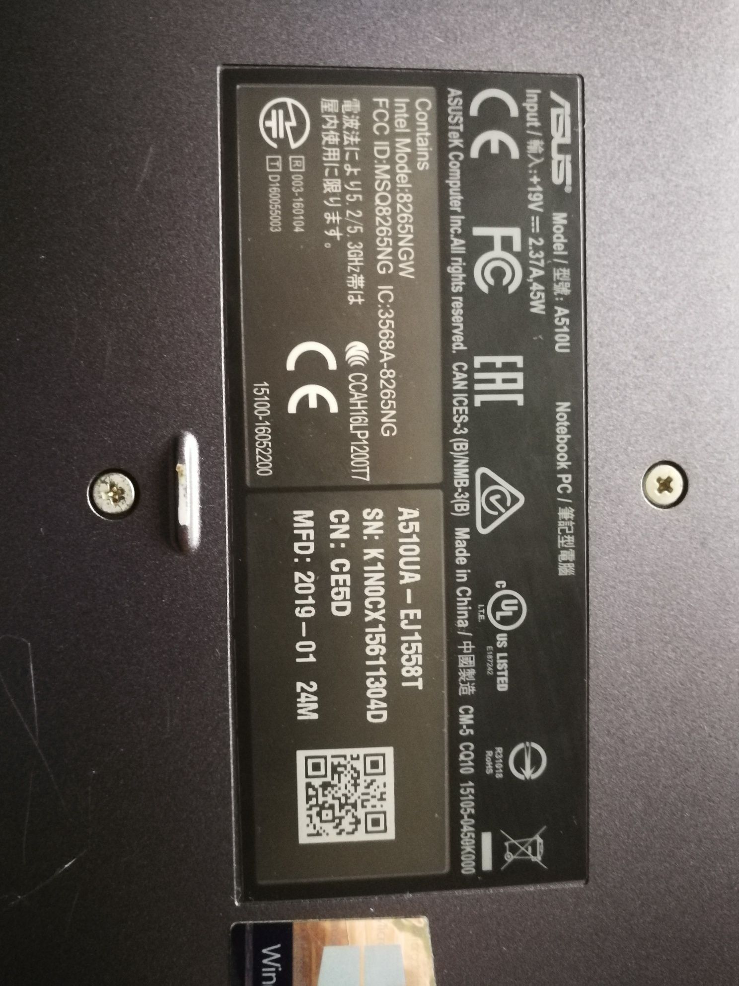 Asus A510UA i5 7200u 2,5GHz SSD 512