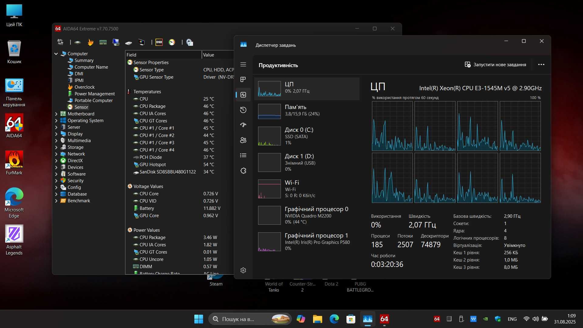 Ігровий Dell i7-7920\16gb\512gb ssd\nVidia quadro M2200\ FHD 15.6 IPS