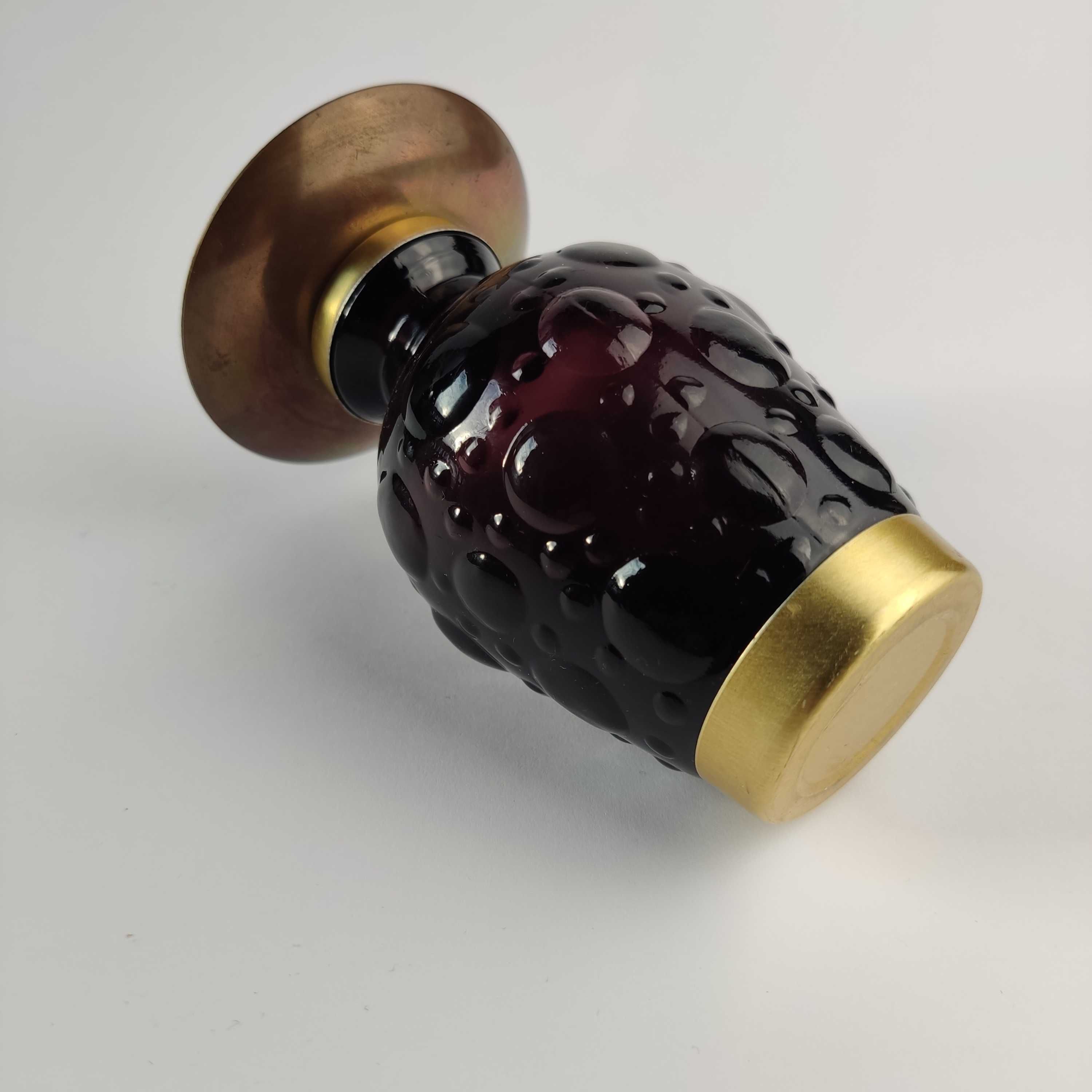 Nietypowy świecznik szklany ( bubble glas ) z el.metalowym - lata 60