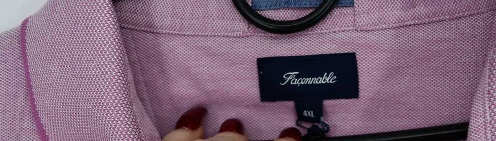 Faconnable Malva długi rękaw polo liliowe 4XL 100 % bawełna nowa