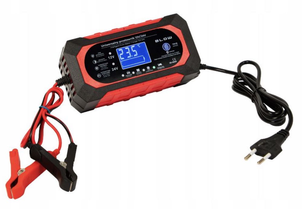 Prostownik Samochodowy Automatyczny Ładowarka Akumulatora LCD 24V