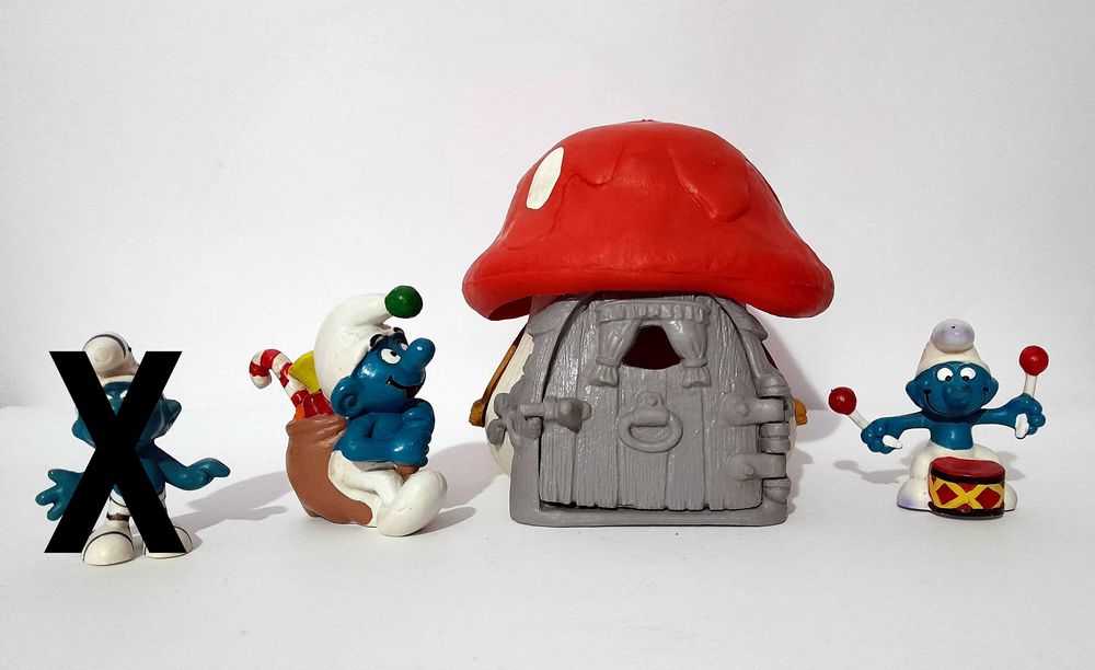 Smurfs / Estrunfes: 2 Bonecos e Casa dos anos 70/80 (Atualizado)