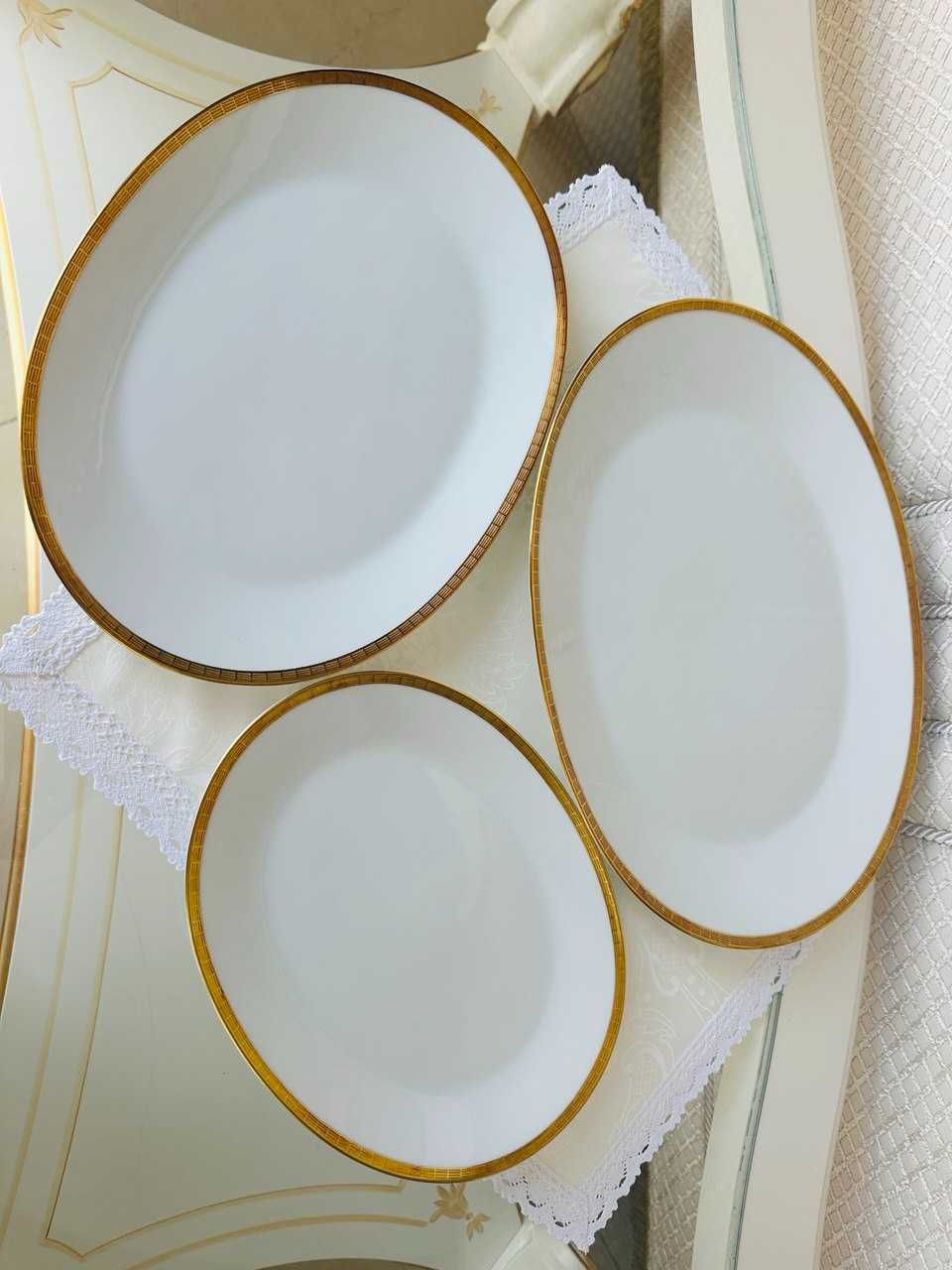 Сервіз столово-чайний Rosenthal білосніжний з золотою облямівкою 12 пр