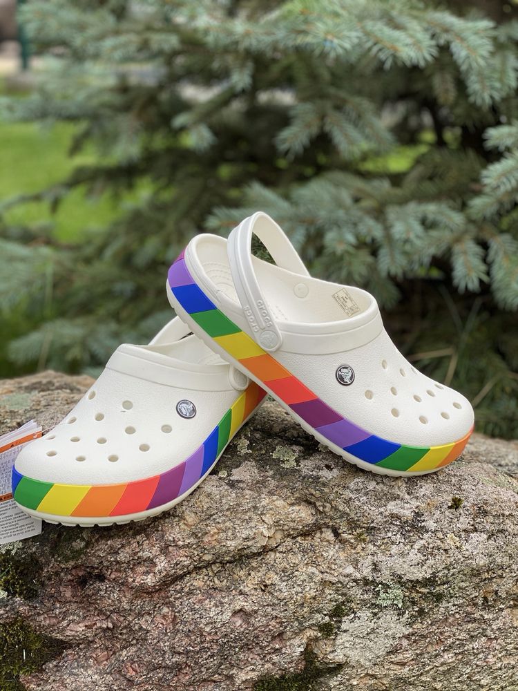 Crocs crocband крокси жіночі білі жовті персикові блакитні рожеві