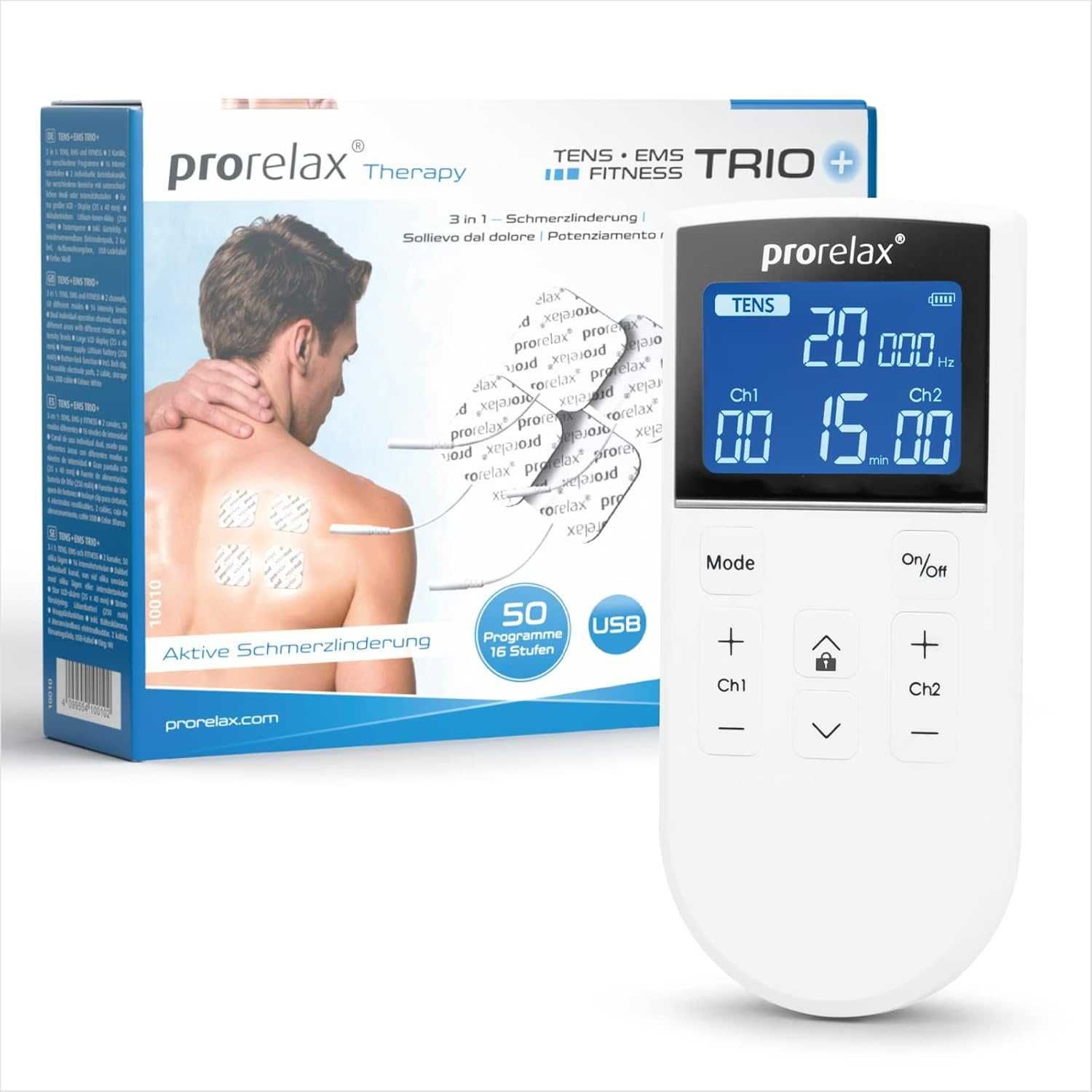 Prorelax Tens/Ems Trio+, Zasilane Bateryjnie,Łagodzenie Bólu