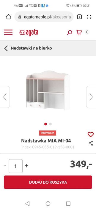 Nadstawka na biurko Mia Agata Meble