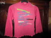 Camisola de menina rosa com letras azuis 10 anos