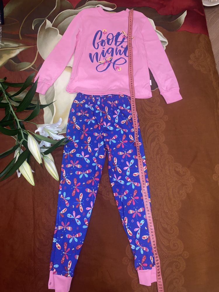 Пижама: кофта и штаны Bembi, розовый/синий