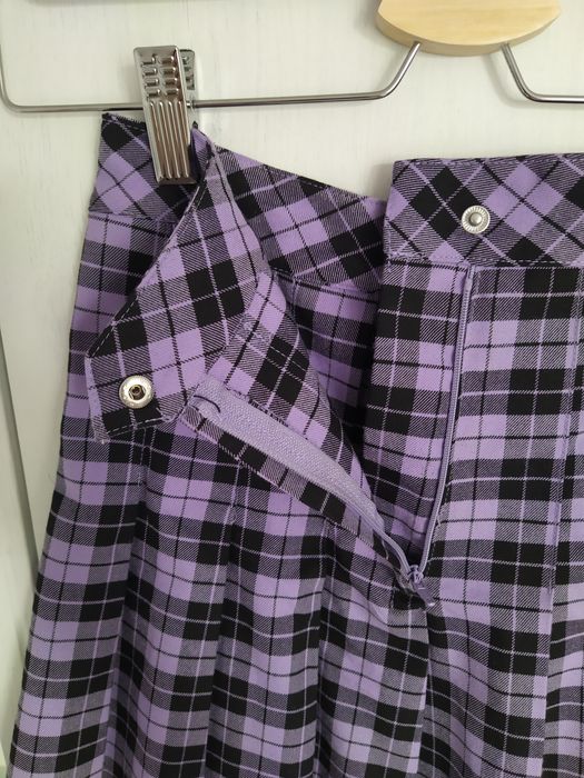 fioletowa rozkloszowana spódniczka w kratę plisowana tenis skirt XXS X