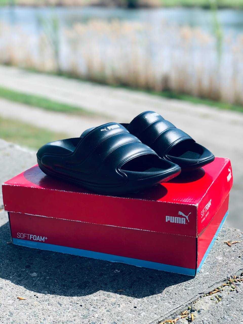 Шлепанцы Puma мужские Dark Black трендовые. Шльопанці Пума Топ сезону!