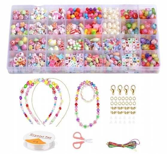 Koraliki Do Robienia Bransoletek Biżuterii Zestaw Koralików 900 el.