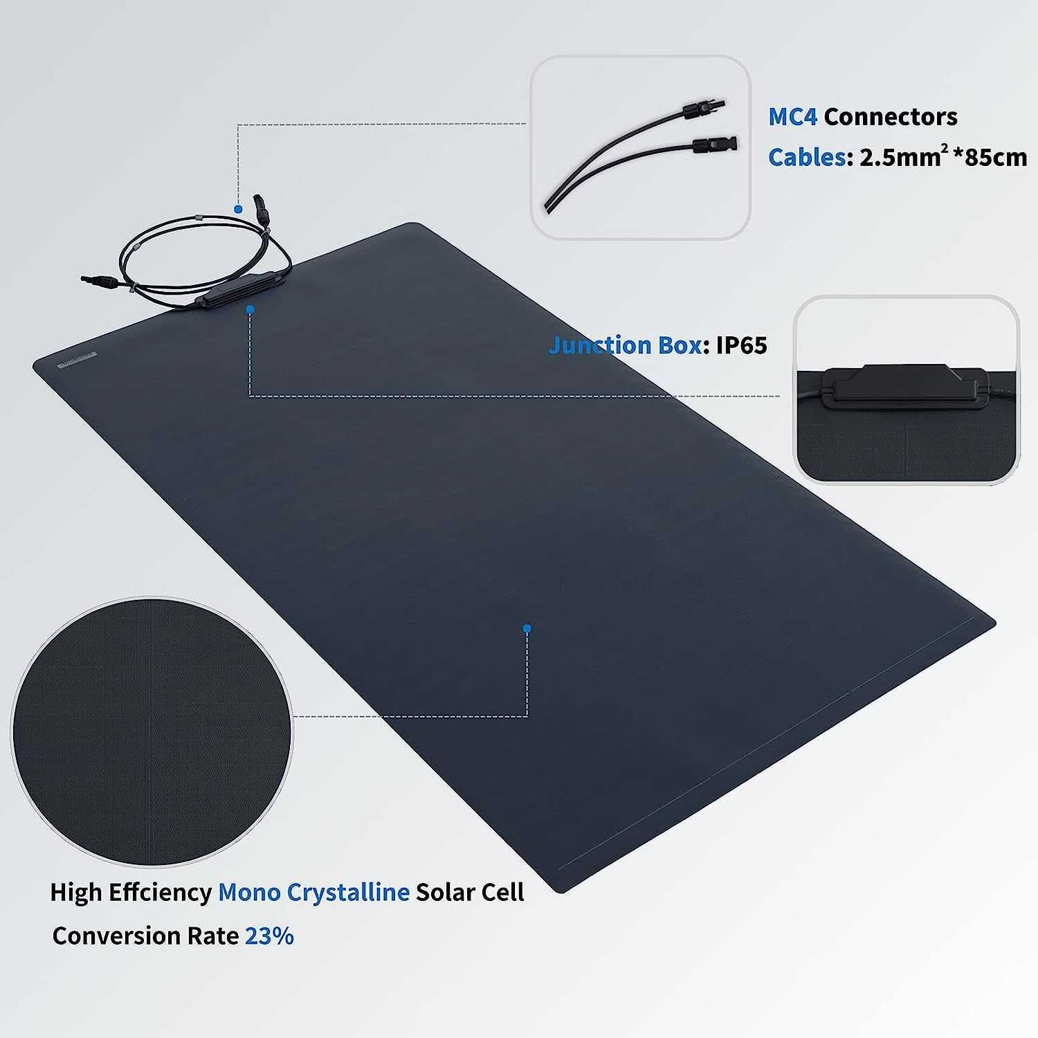 Painel solar 150w flexível para autocaravana ou caravana