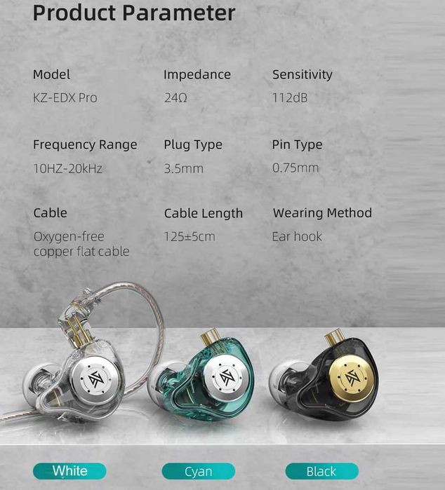 Вакуумные наушники KZ EDX Pro для Hi-Fi звука высокого разрешения