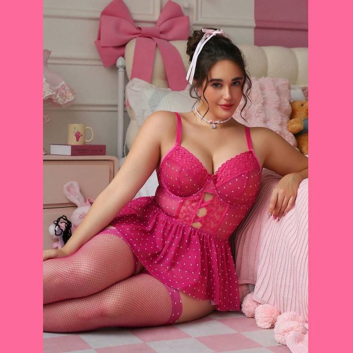 Еротичний комплект білизни з панчохами Розмір 4XL(60-62)