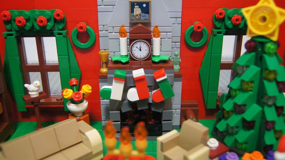 Lego MOC diorama ' Wizyta Mikołaja ' Winter Village Święta christmas