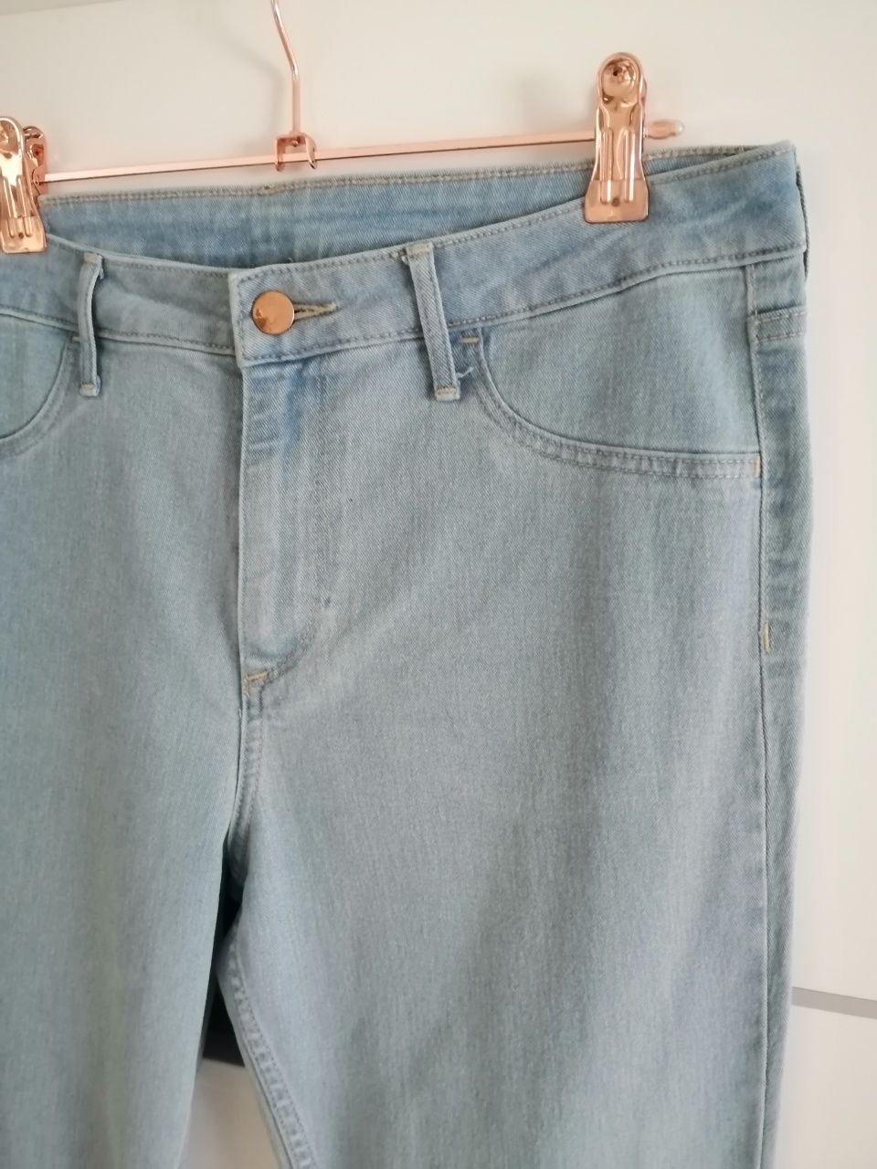 H&M Skinny High Waist Ankle jeansy niebieskie damskie L