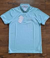 Denim & Flower błękitny t-shirt polo męski z USA M