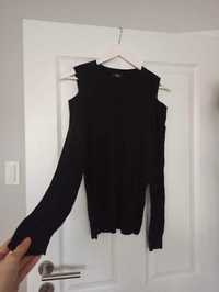 XL 42 F&F czarny sweter z wycięciami na ramionach jesień zima wiskoza