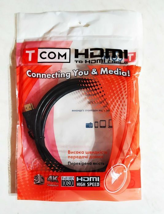 НОВЫЙ кабель HDMI-HDMI TCOM GOLD v1.4 длина 1.5 метра