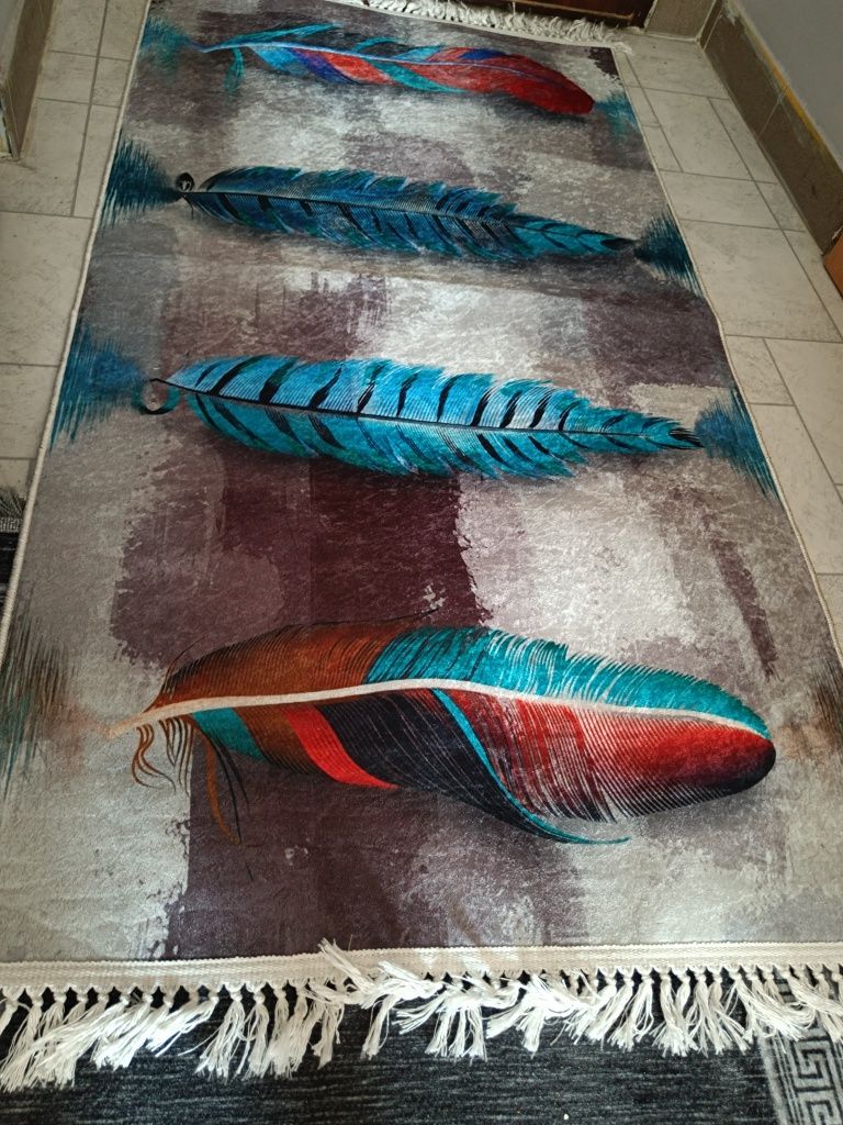 Dywanik nowy chodnik 80x150cm kwiaty pióra p