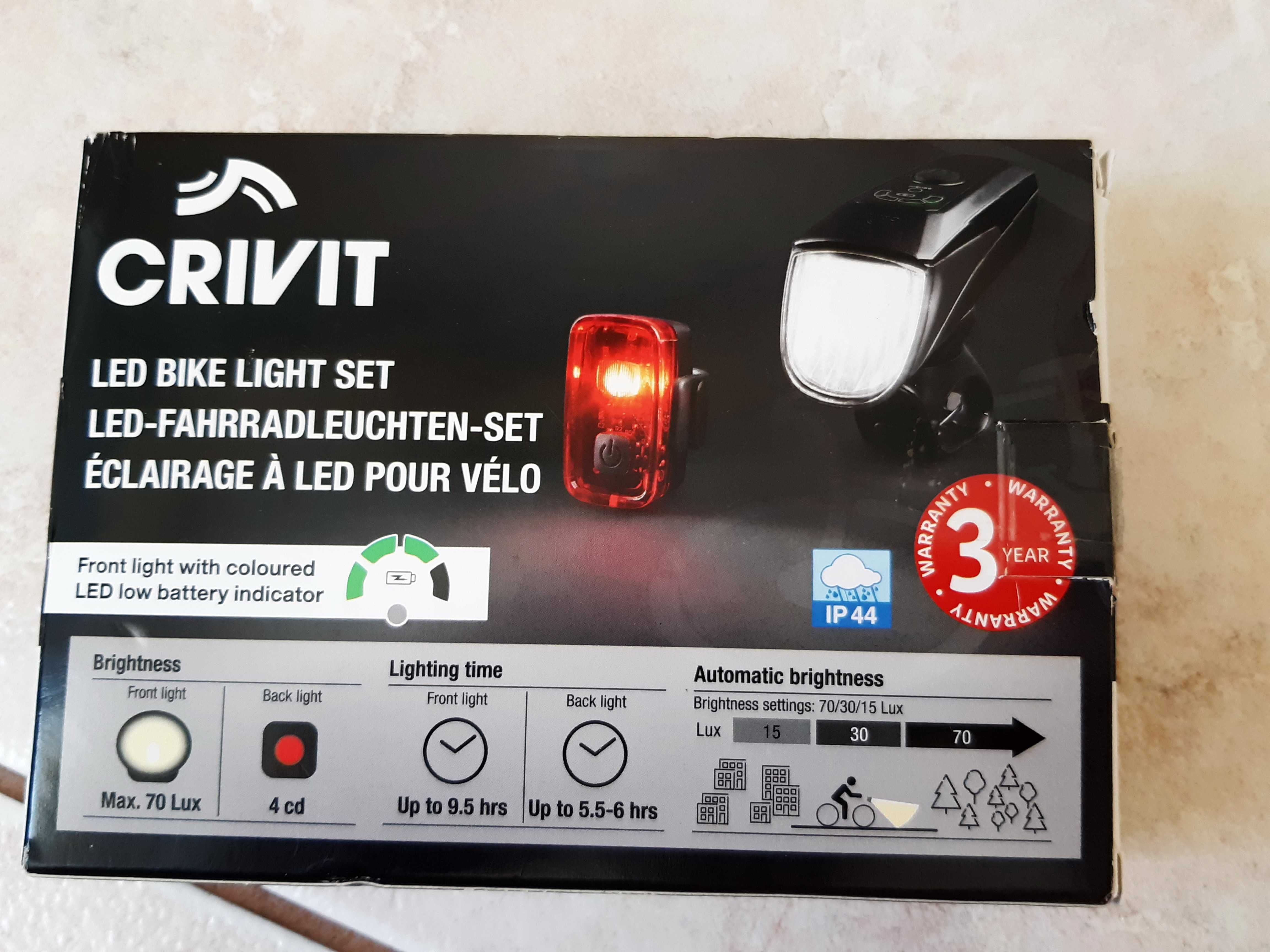 Lampki rowerowe led CRIVIT  akumulator USB  nowe