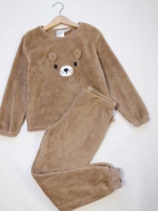 Ciepła polarowa chłopięca piżama pluszowy miś H&M 122-128
