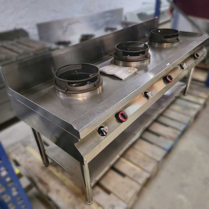 Fogão Wok Navati com 3 queimadores e torneira de água (2000x700x800mm)