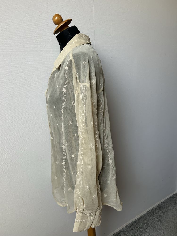 Koszula Zara rozm XL bezowa haftowana boho