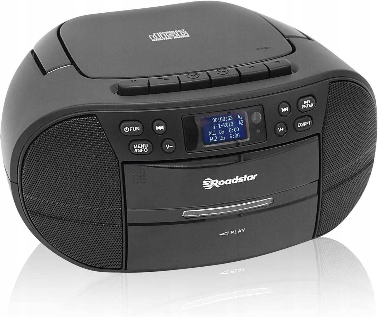 przenośny boombox RADIOODTWARZACZ DAB+ FM CD USB KASETA sprawny super