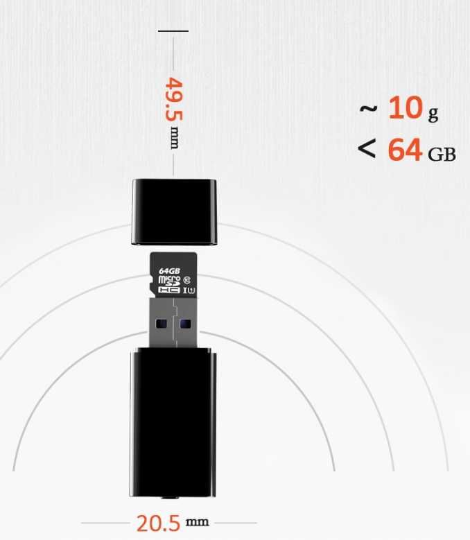 Nowoczesny Pendrive Podsłuch Dyktafon 64GB 24H | WYPRZEDAŻ -20%