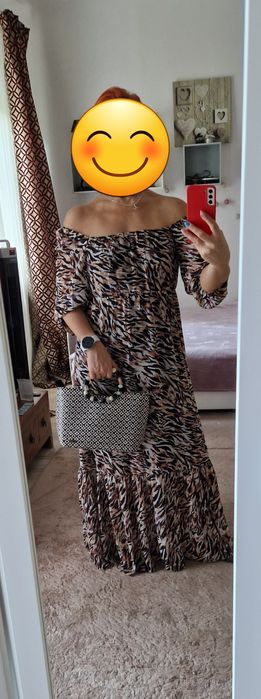 Długa wzorzysta sukienka hiszpanka wesele impreza Monnari  38 40