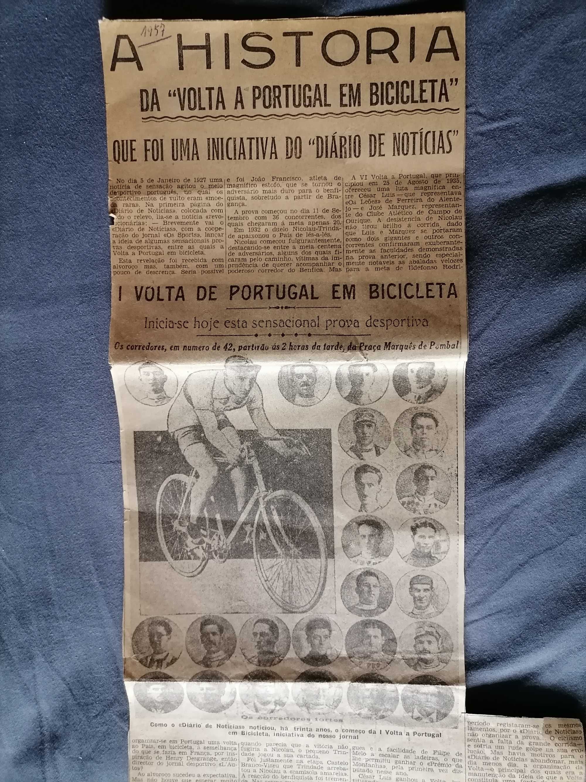 30 Anos de História da Volta  Portugal 1927/57 Recorte Diário Notícias