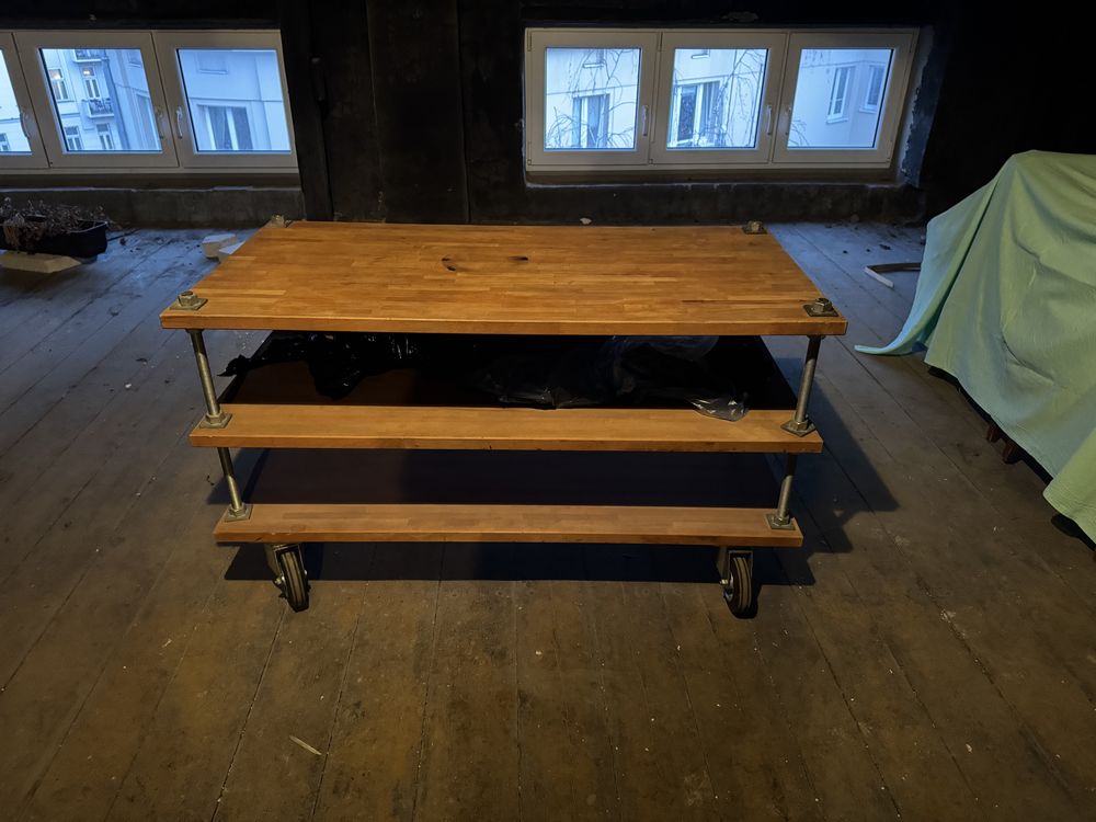ława na kółkach trzy poziomowa Loft vintage Szwecja stół