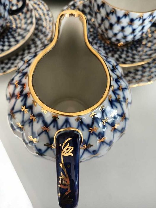 Porcelana Łomonosow mlecznik Siatka kobaltowa