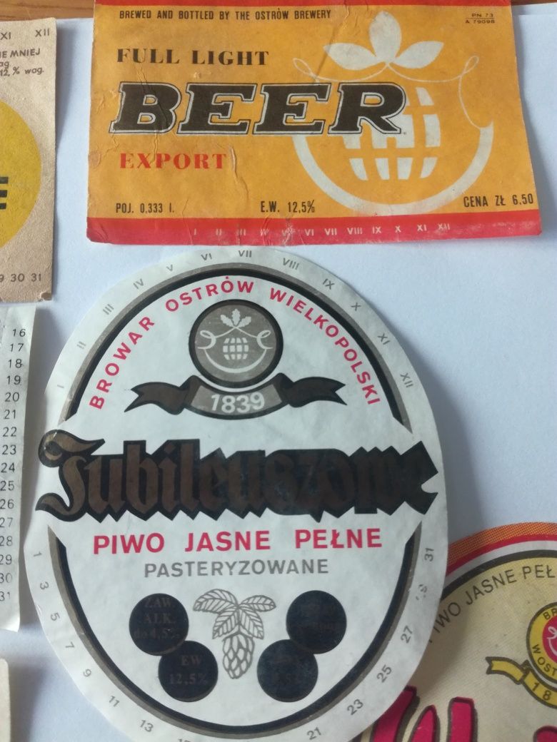 Stare etykiety piwne Browar Ostrów Wlkp 1966 piwie 1973 etykieta  1989
