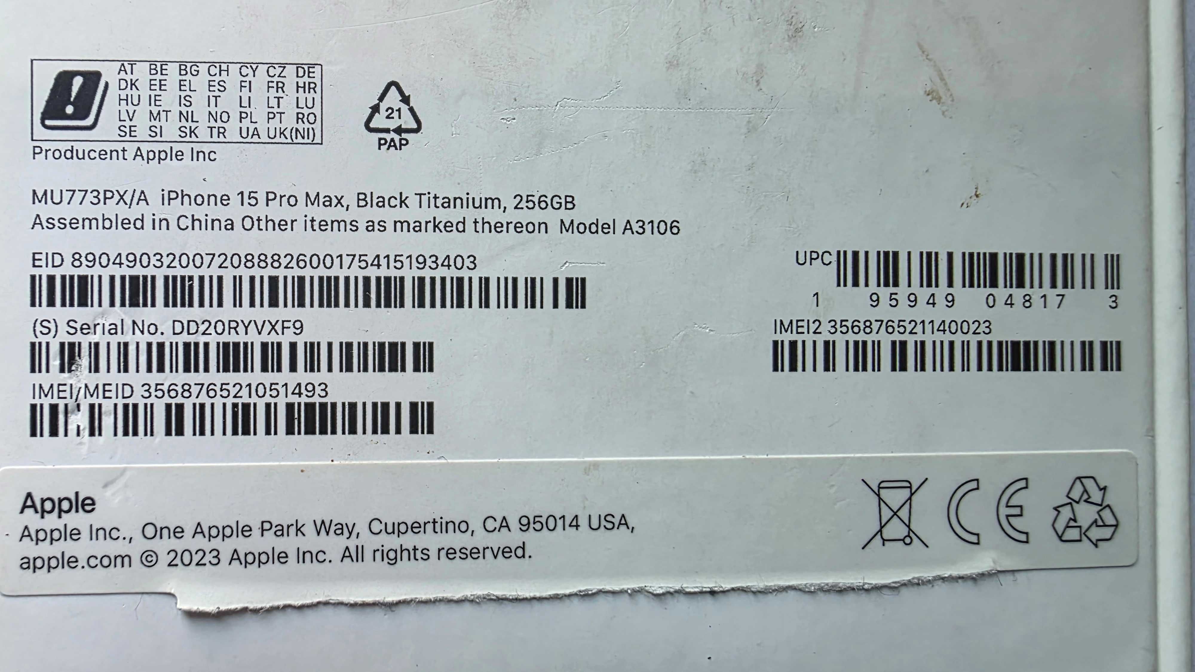 Syndyk sprzeda iPhone 15 Pro Max 256 GB
