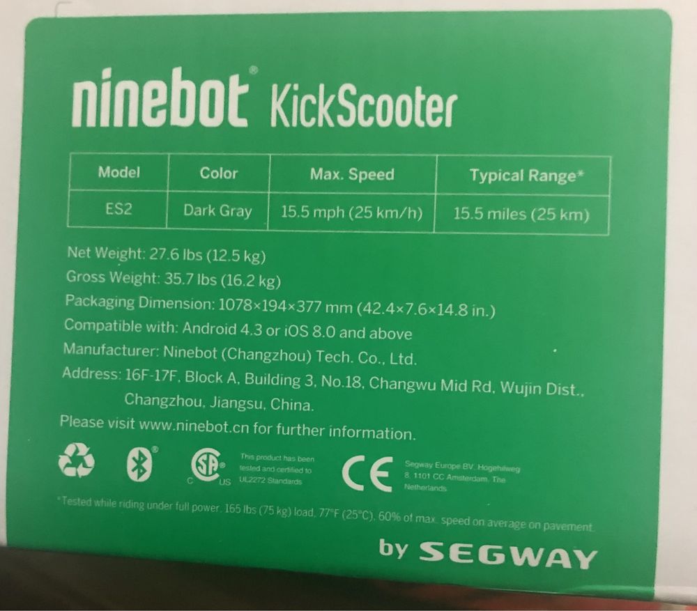 Ninebot Kickscooter es4 (ES2+Батарея)