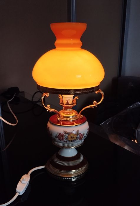 Lampa nocna.Porcelana,szkło,Italy