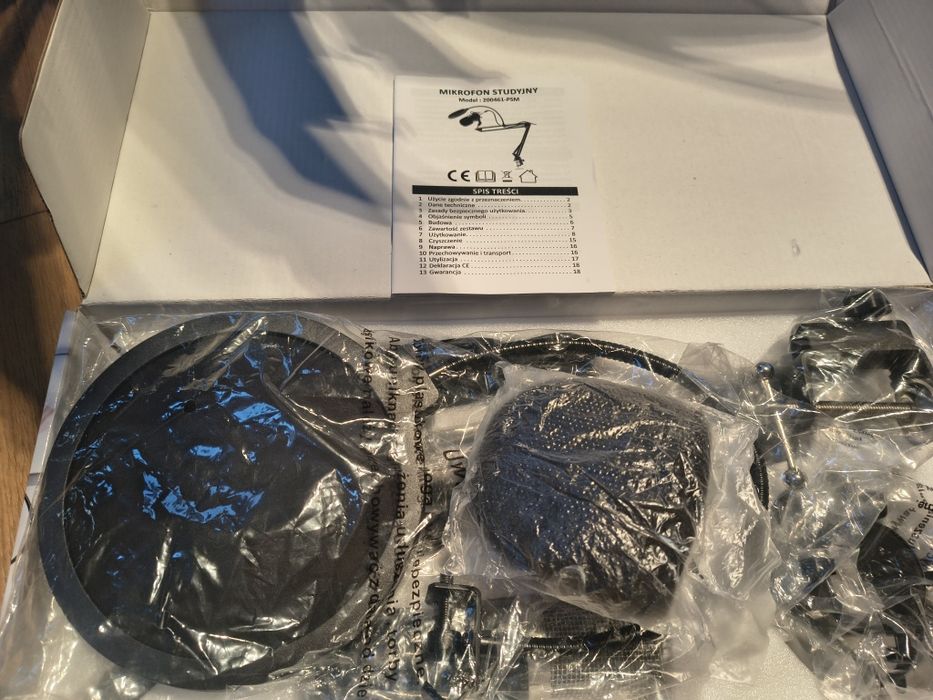 Mikrofon studyjny pojemnościowy hykker statyw oslony