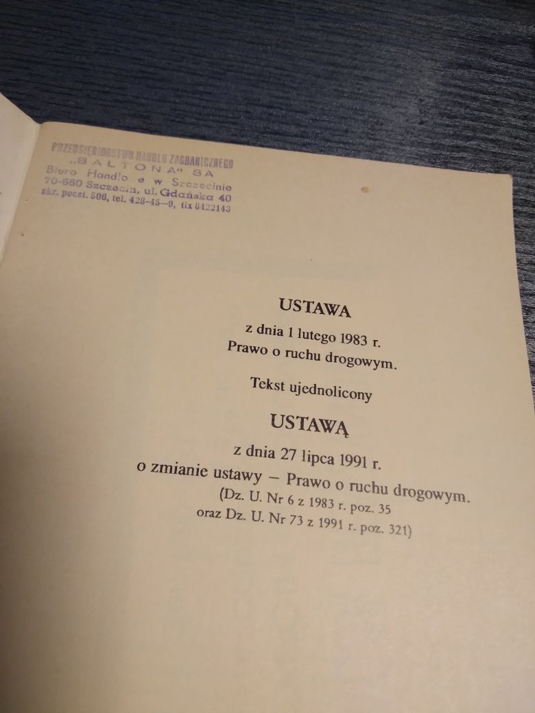 Prawo o ruchu drogowym 1991 rok Baltona Szczecin
