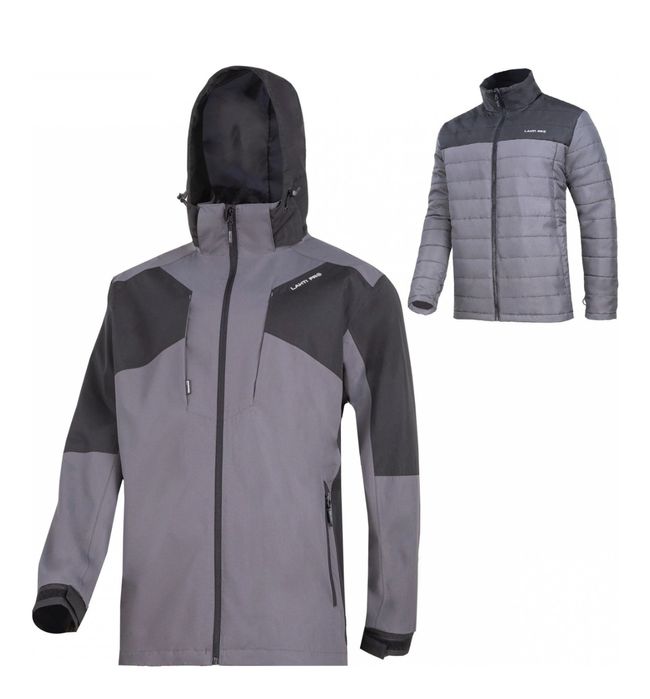 Kurtka zimowa gruba Lahti Pro 3w1 z odpinaną podpinką szaro czarna M