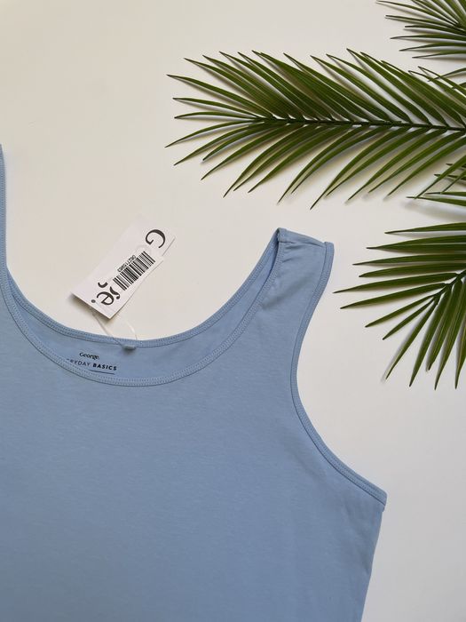 20 48 George niebieska koszulka na ramiączkach top bawełniany gładki