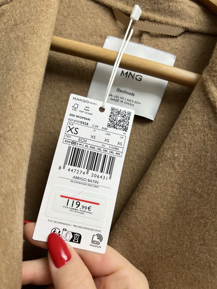 Пальто жіноче Mango бежеве кемел ХС НОВЕ
