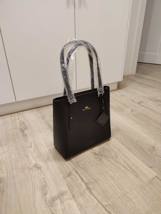 Skórzana torebka Wittchen czarna 31x31x33 cm